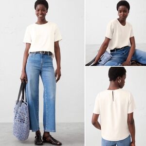 NWT Banana Republic Factory Classic Crew Neck Blouse XL Snow Day Silky Crepe Top